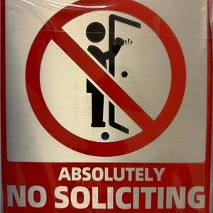 No Soliciting Sign 12x8” Metal Yard Sign. Yard Poster.